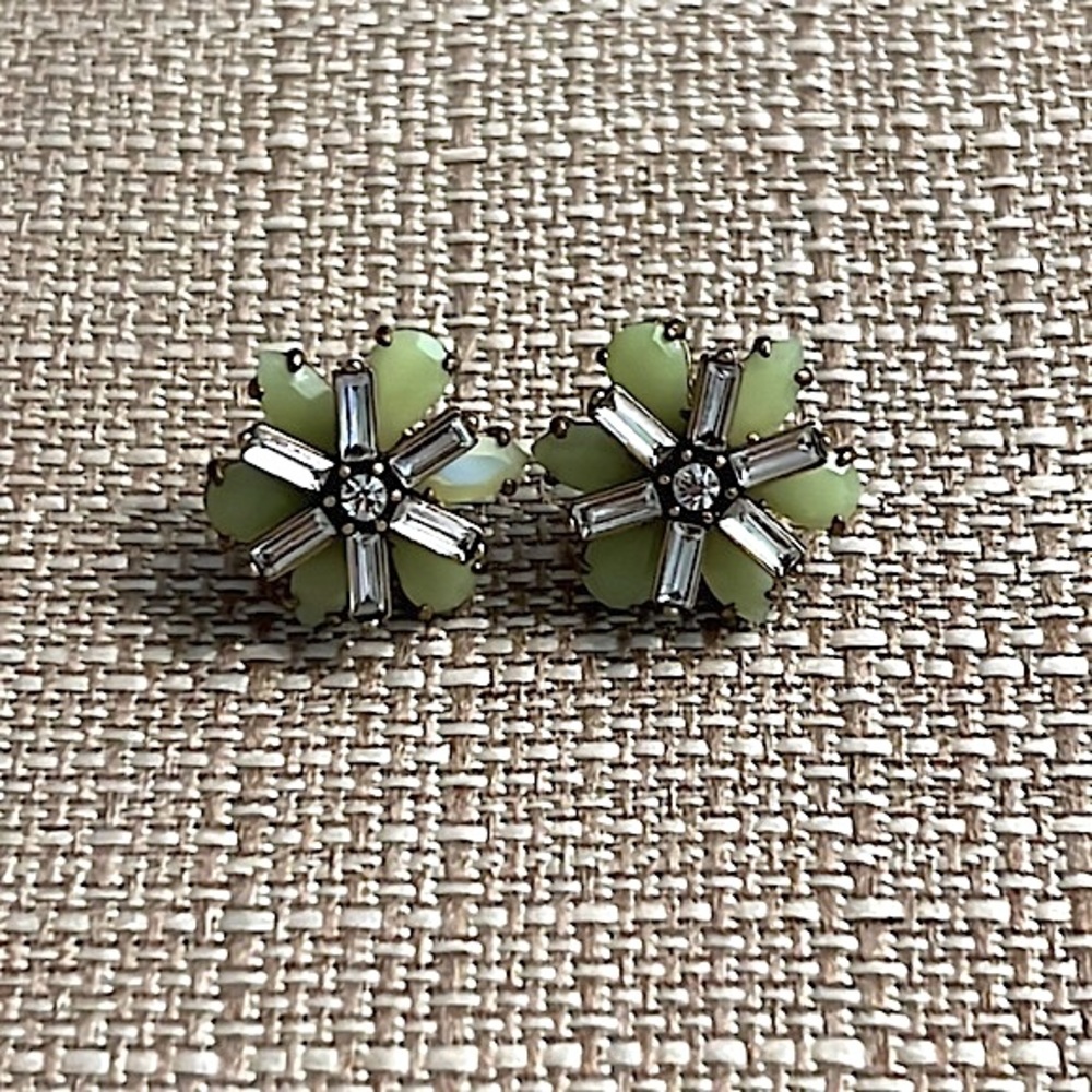 🎉HP 2X🎉 J.Crew Green, Silver and Brushed Bronze Flower Stud Earrings